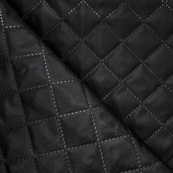 Стеганая подкладочная ткань с синтепоном (100гр/м2), цвет Черный (на отрез)  в Пушкино