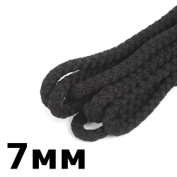 Шнур с сердечником 7мм,  Чёрный (плетено-вязанный, плотный)  в Пушкино
